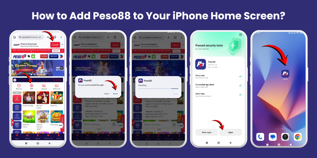 Peso88 Install button on iPhone
